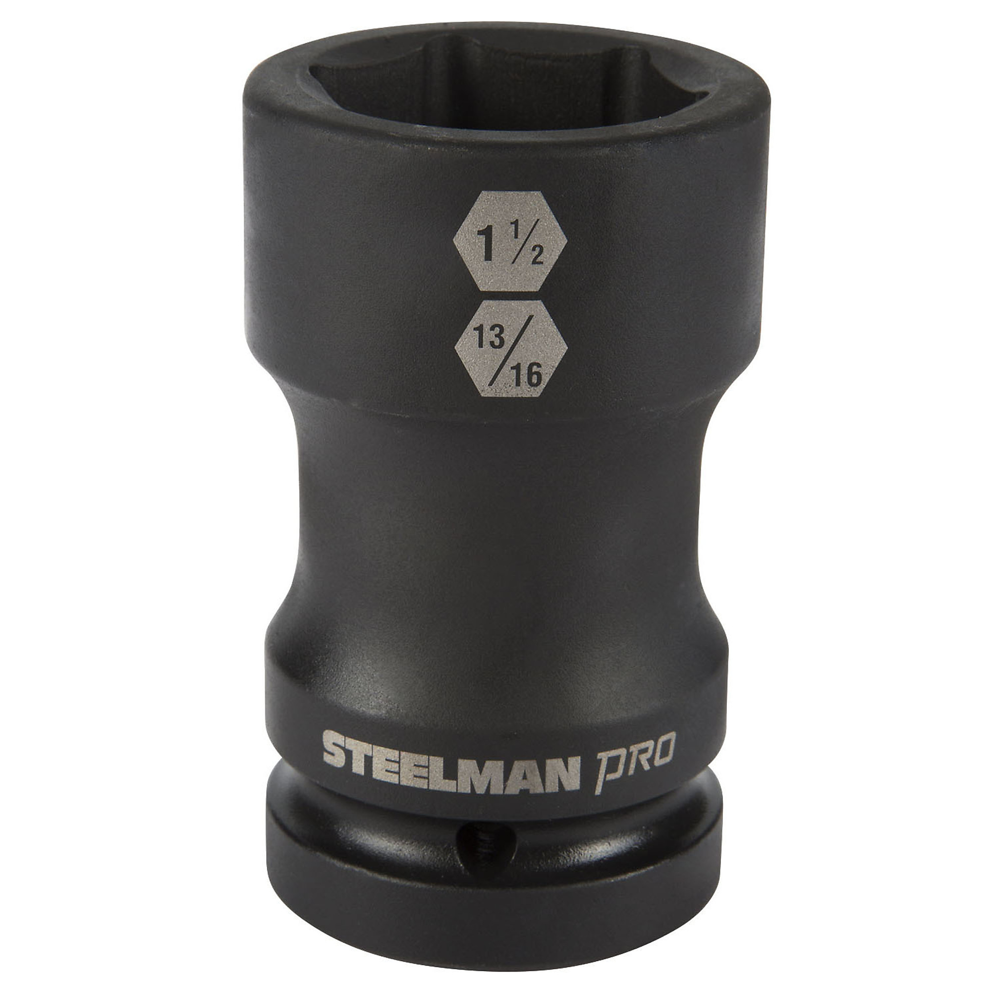 STEELMAN PRO 1-Inch Drive Budd Wheel 1-1/2-Inch 6-Point Hex and 13/16-Inch 4-Point Square Combo Impact Socket, Model# 79325
